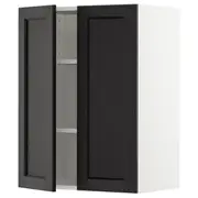 METOD wall cabinet with shelves/2 doors, white/Lerhyttan black stained, 60x37x80 cm
