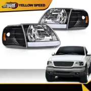 Fit for 97-04 F-150 Expedition Black/Clear LED DRL Headlights & Corner Lights (for: Ford)