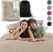 Waterproof Bed Blanket for Adults, 3 Layer Lightweight and Stain Proof Couples Blanket Waterproof & Dogs, Love Blankets Waterproof Pee Proof Couch Cover with Bag, Machine Washable (Beige) (80x60)