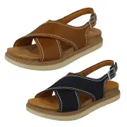 Ladies Clarks Flat Buckle Fastening Summer Sandals - Arwell Sling