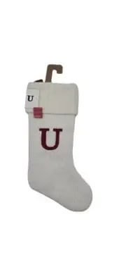Target Wondershop White Knit Monogram Christmas Stocking 18" Initial Letter "U"