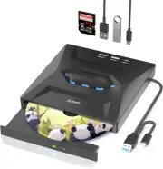 External CD DVD Drive for Laptop, Type-C USB 3.0 Portable CD Burner Writer Reade
