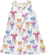 [Caihoyu] Girl Sleeveless Dresses Toddler Kids Swing Casual Spring Dresses Birthday Gift, Multicolor15, 8 Years