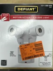 Defiant Motion Sensor Wired Outdoor 2-Head Security Flood Light Par 180Â° Gray