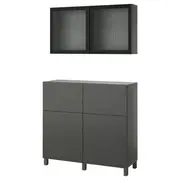 BESTÅ storage combination w doors/drawers, dark grey Lappviken/Stubbarp/Fällsvik anthracite, 120x42x213 cm
