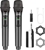 Talomen Wireless Microphone,2.4G Daul Handheld Cordless Dynamic Microphone System with Rechargeable Receiver,Professional Karaoke Microphone,160 Ft,for Singing,Wedding,DJ,Party,Speech,Church,K60-2