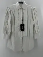 NWT $1100 Dolce&Gabbana Women White Cotton Fitted Button-up Shirt Top Size 36