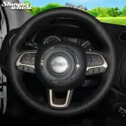 DIY Black Leather Car Steering Wheel Cover for Jeep Compass Renegade 2016-17