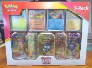 Pokemon Scarlet & Violet - 151 (5-Pack) Mini Tins w/ 4 Promo cards Costco Bundle