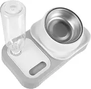 TOBBOMEY Automatic Pet Feeder and Waterer Durable Cat Food and Puppy Water Bowl Lightweight and Easy to Clean for Cats and Dogs Non Tipping Design in Grey