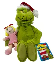 NWT Aurora Grinch with Santa Hat & Cindy Plush 14.5"