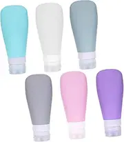 FOYTOKI 6Pcs Travel Cosmetic Bottles Portable Silicone Lotion Containers Grey Purple Lake Blue White Grey Green for Toiletries and Travel Essentials