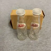Vintage Pepsi Cola Soda Glass Bottles Salt and Pepper Shakers 4.25” NOS With Box