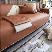 Waterproof Couch,Faux Leather Sectional Couch Cover Blanket,Washable Cover for Pets Sofa Covers,Furniture Protector for 2-3 Couch(Coffee,110x160cm)