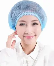 Disposable Non Woven Chef Mop Shower Tattoo Pleated Anti Dust Hat Set , 19-Inch, Set of 100 (Blue)