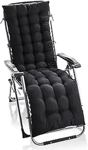 Thicken Sunbed Cushion Chair Cushion, Cotton High Back Patio Chair Cushion, Bench Indoor Outdoor Folding Relax Recliner Seat Cushion Mattress, Black, 48 x 170 x 8 cm
