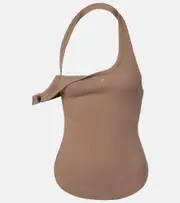 [Courreges] Courrèges Undressed 90's ribbed-knit cotton top AU 12 brown