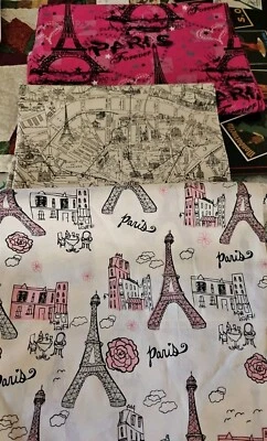 Lot Of 3 Pieces Of Paris Themed Cotton Quilting Fabric Moda & Brother Sister