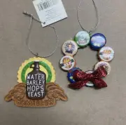 Midwest-CBK Beer Themed Christmas Ornament Lot NWT Bottle Tops Home Brew