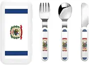 West Virginia State Flag 3 Piece Set For Camping Stainless Steel Flatware, Spoon, Fork, Knife, Ideal For Outdoor