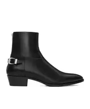 CELINE DRUGSTORE BACK BUCKLE ZIPPED BOOT in Shiny calfskin 40 black