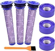 6 Pack Filter Replacement for Dyson V7 Motorhead, V7 Absolute, V7 Animal, V8 Animal, V8 Absolute, 3 Pre Filter and 3 HEPA Post Filter Replaces Part # 965661-01 & 967478-01,Reusable and Washable