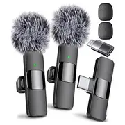 Mini Mic Wireless Microphone for iPhone, iPad, Android Lavalier Microphone for Video Recording with USB-C Lighting