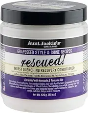 Aunt Jackie's Grapeseed Style and Shine Recipes Rescued Thirst Quenching Hair Recovery Conditioner Repair Treatment, Seals in Moisture, 15 oz