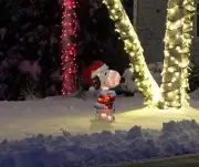 24” Peanuts Santa Snoopy with Lights Holiday Lighted LED Yard Art Decoration