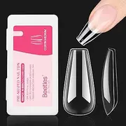 Beetles Medium Coffin False Nails Tips 500Pcs Fake Gel Tips Acrylic Press on Nails Clear Artificial False Nails Need Nail Glues for Acrylic Nail/Dip Powder/Poly Extension Gel Nail Art