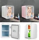 8L Mini Fridge LED Mirror Makeup Portable Table Top Cooler For Bedroom Car Bar