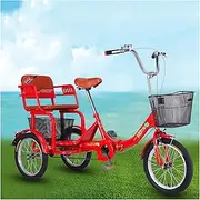 3 Wheels Foldable Adult Tricycle with Basket Back Seat 16inch Bikes Cruiser Bike with Bell for Seniors Women Men Picnics&Shopping Red Cycling Pedalling