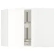 METOD corner wall cabinet with carousel, white/Vallstena white, 68x37x60 cm