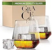 Rituals Whiskey Glasses Set of 2 Old Fashioned Tumblers, Bar Glasses 10 Oz Rocks Barware For Drinking Scotch Whisky, Cocktail Rum, Cognac, Bourbon, Unique Housewarming Gifts