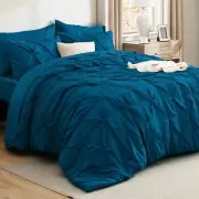 Bedsure Twin Comforter Sets - 5 Pieces Pintuck Bedding Twin, 26 - Teal