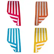 4 x Havana Striped Beach & Pool Towel - Yellow Aqua, Orange & Red -Bnb Supplies