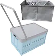 VANZACK Rolling Storage Crate with Wheels Portable Utility Bin for Classroom and Vehicle Use Effortless Mobility Blue Storage Container with Smooth Rolling Design