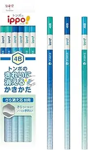 Tombow KB-KSKM01-4B Pencil ippo! Erasing Cleanly Erasing Pencil, 4B, 1 Dozen, Blue