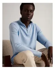 [Blaq] Australian Merino 1/4 Zip Knit in Sky Blue