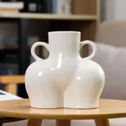 Large White Ceramic Vase for Home Decor with Dried Flower Design