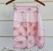 NOS VTG Pink Floral Pleated Silin Mfg Co. USA Apron Front Pockets Tie Back