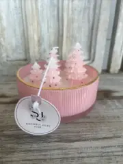 Sincerely Jules Pink Christmas Tree Candle 10.5 Oz Sparkling Frost