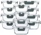 24-Piece Glass Food Storage Containers with Upgraded Snap Locking Lids,Glass ...