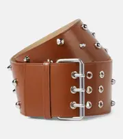 [Blumarine] Blumarine Wide studded leather belt Inch 35.5 brown