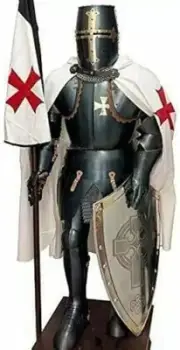Medieval Knight Steel Full Body Armor Suit, LARP Armour Crusader Templar Costume