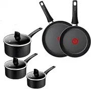 [Tefal] Titanium Stone Induction Non-Stick 5pc Set: Saucepan 16/18/20 + lids, Frying pan 24/28cm