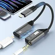 2 in 1 Magnetic Lightning to 3.5mm Jack Headphone Charger Aux Adapter,iPhone Earphone Aux Mic Car Adapter Splitter Fast Charging Compatible with iPhone 14 13 12 11 Pro Max XR XS X 8 7/ iPad Pro/Mini