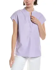 Vince Band Collar Linen-Blend Popover