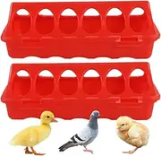 Poultry Feeding Dish - 6 Compartment Bird Feeder, Tough Chick Food Dispenser Tray | 2PCS Pigeon Feeder Trough for Parrots, Ducklings, Quails, Small Birds, Baby Chickens, Poultry Animals, Waterer