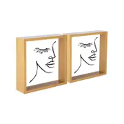 Nicola Spring 3D Deep Box Photo Frames - 8 x 8" - Light Wood - Pack of 2